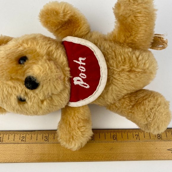 Vintage Disney Pooh Bear Plush, 1960s Winnie the Pooh with bib, NUTSHELLS - Picture 7 of 8